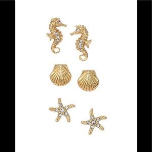 Avon Shimmering Starfish Earring Trio Goldtone